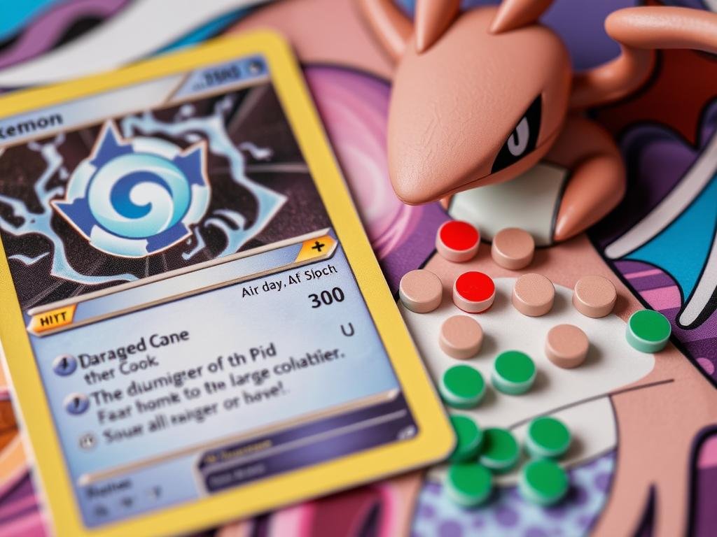 Angriffsmechanik im Pokémon Trading Card Game (TCG) mit Schadensmarkern