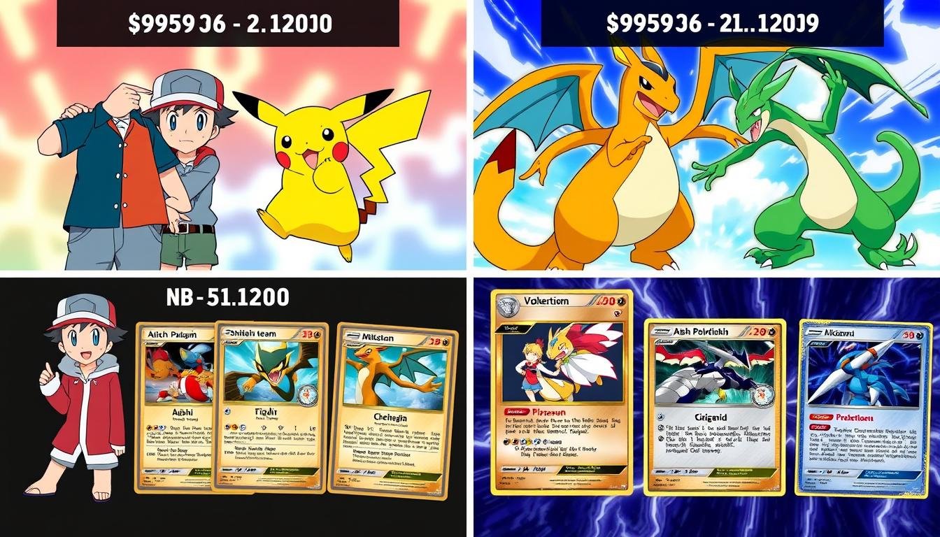 Ashs Pokémon-Team aus verschiedenen Anime-Staffeln als Karten