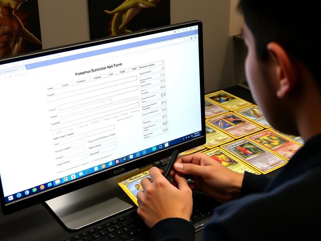Ausfüllen eines Grading-Formulars für Pokémon Karten