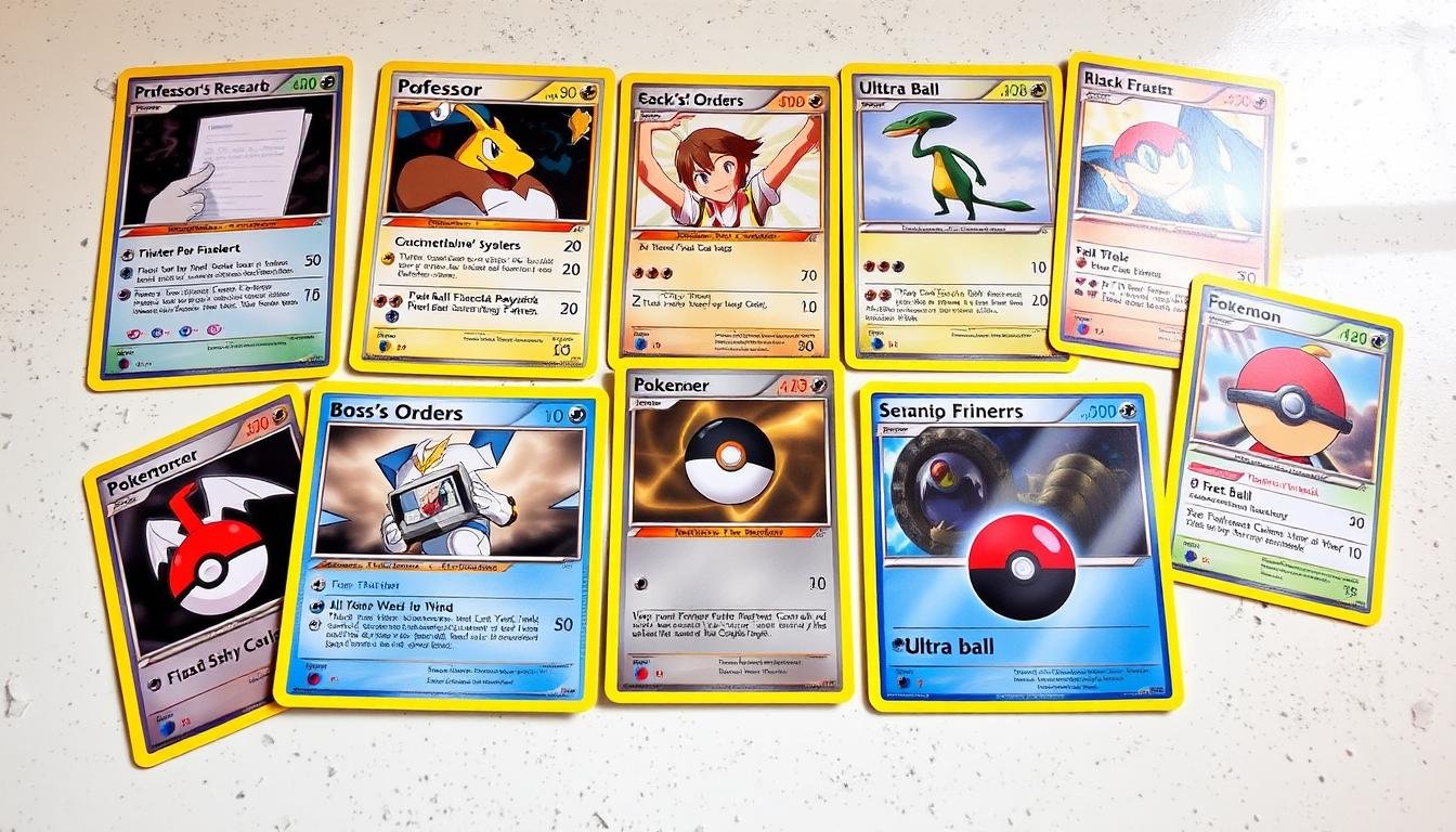 Auswahl wichtiger Trainer-Karten für Pokémon Turnierdecks