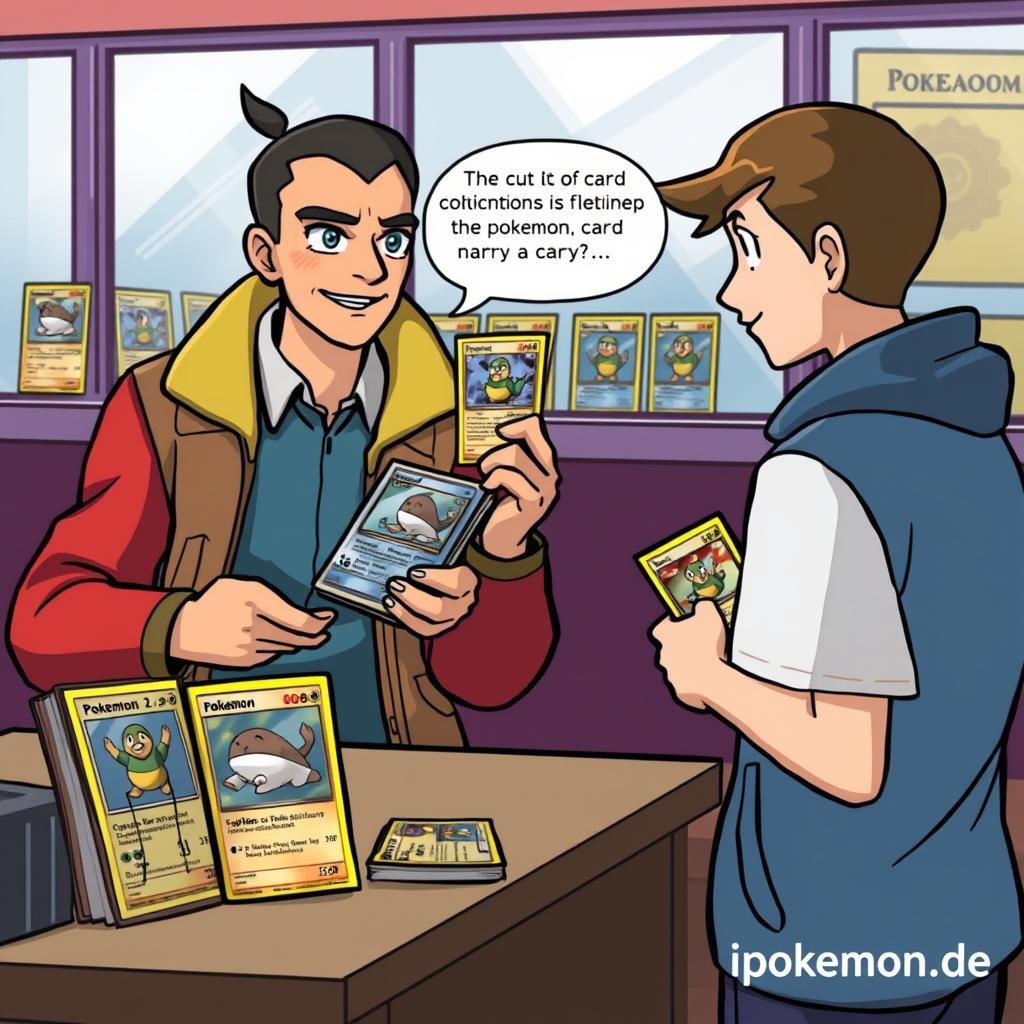Beratungsgespräch zu Pokémon Karten zwischen Händler und Kunde