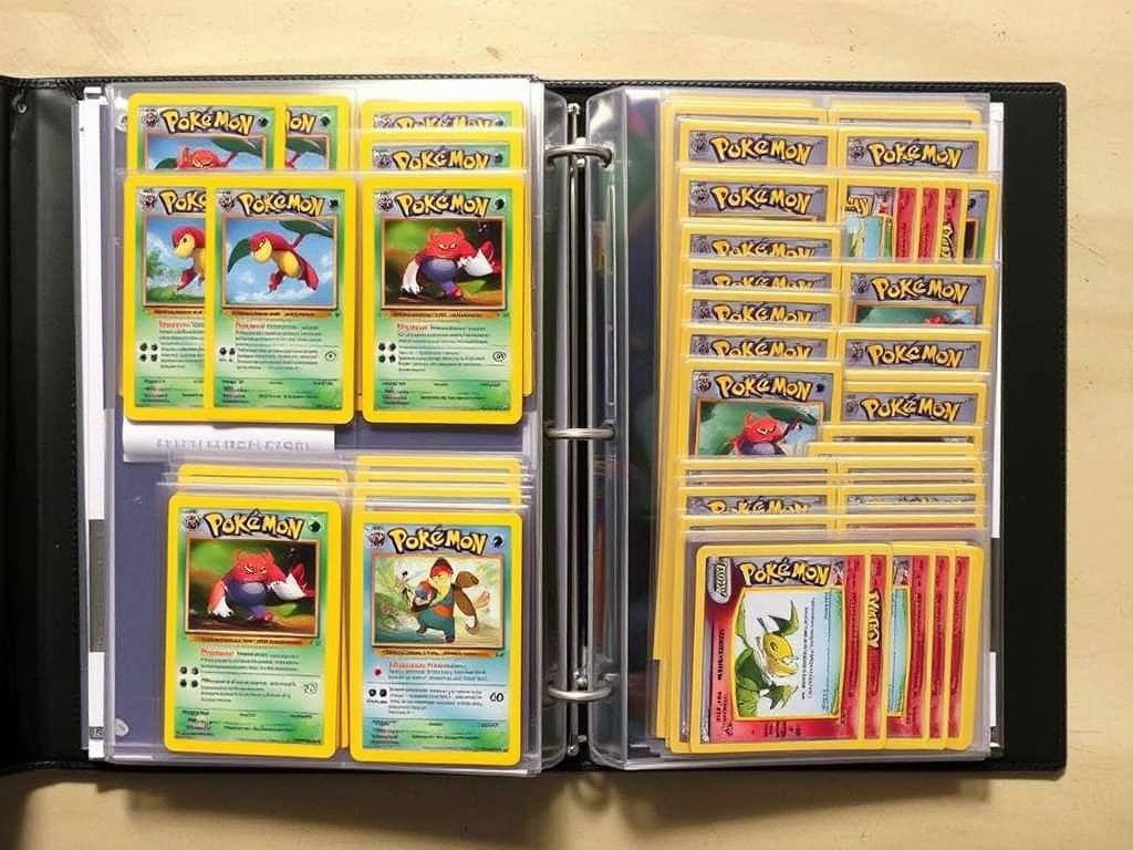 Chronologisch sortierte Pokémon Kartensammlung in einem Ordner