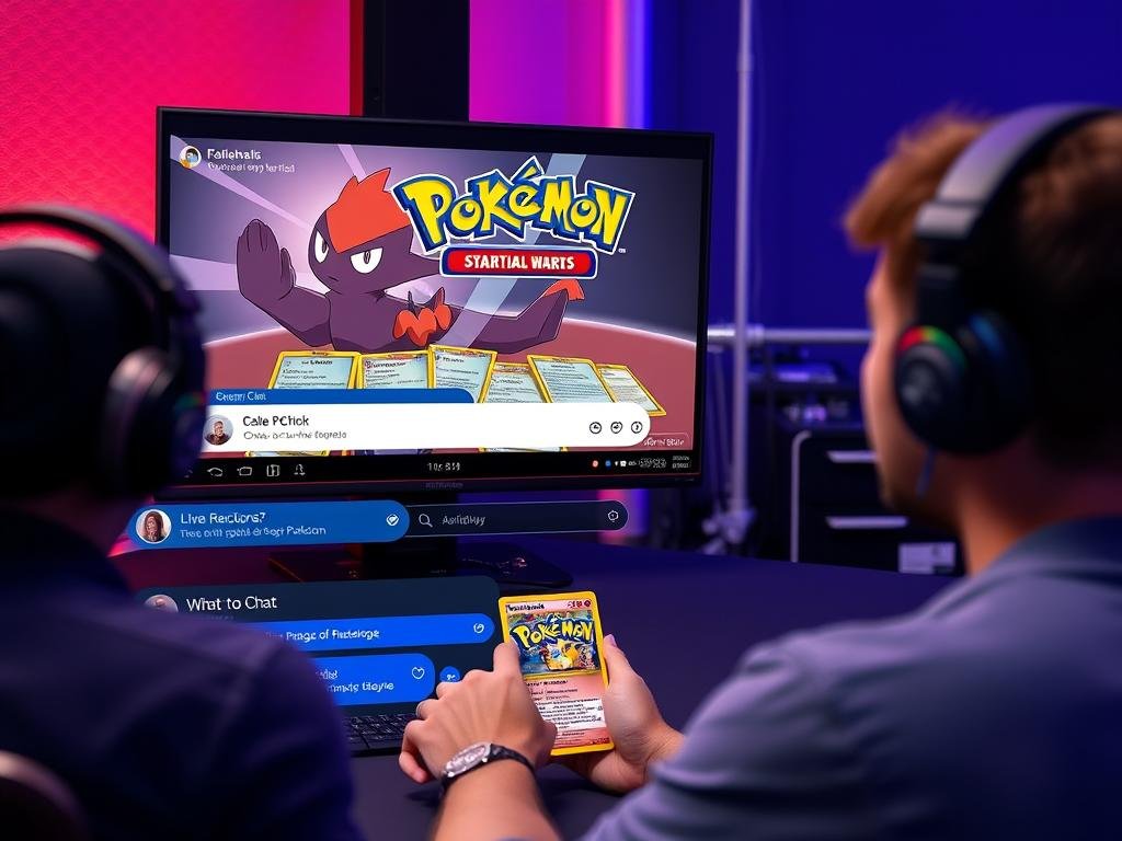Community-Interaktion während eines Pokémon Karten Booster Opening Livestreams