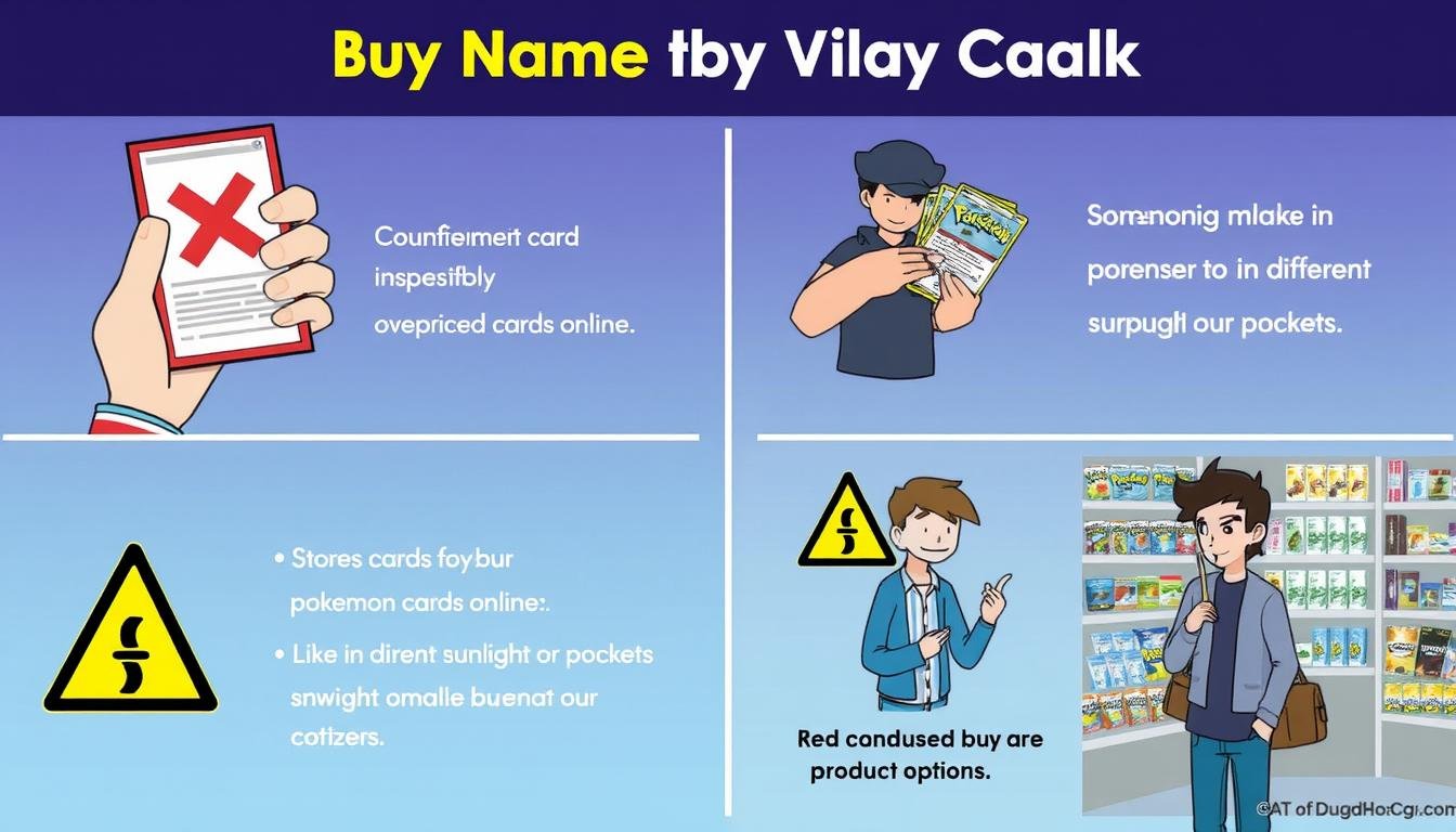 Darstellung häufiger Fehler beim Pokémon Kartenkauf mit Warnhinweisen