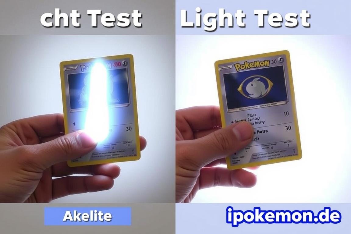 Demonstration des Lichttests bei Pokémon Karten