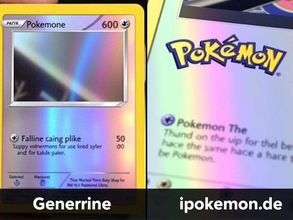Detailaufnahme einer echten vs. gefälschten Pokémon Karte