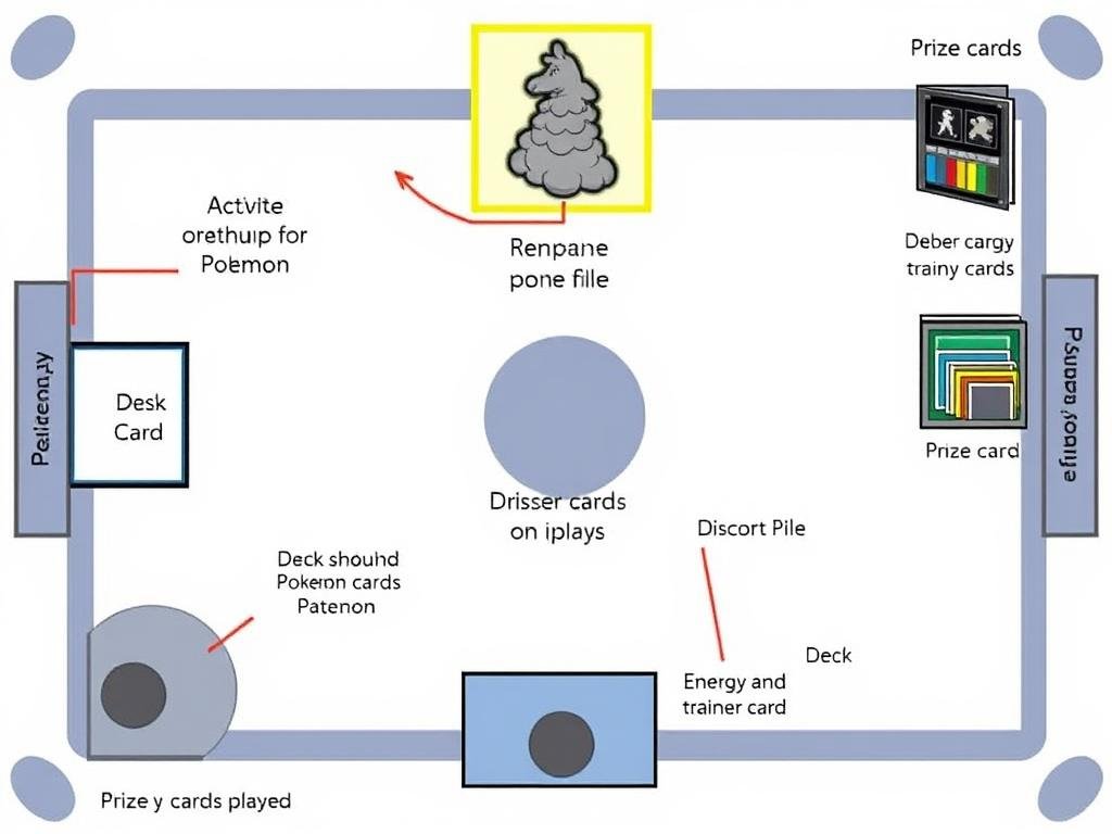 Detailliertes Spielfeld-Layout beim Pokémon Trading Card Game (TCG)
