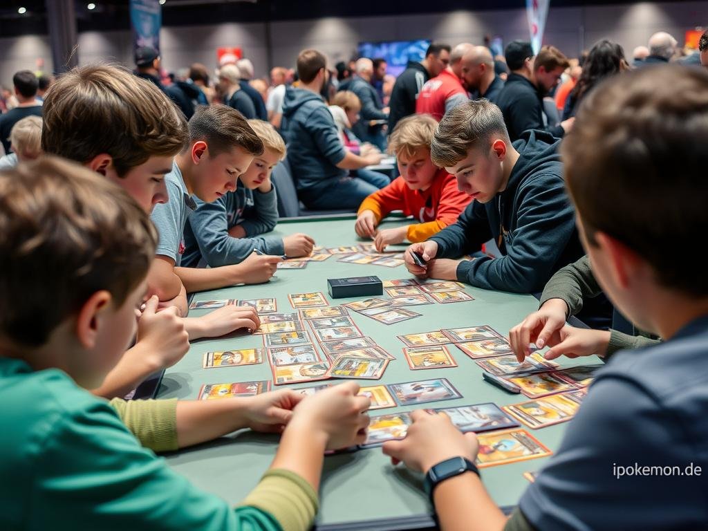 Deutsche Pokémon Karten Fans beim Trading Card Game Turnier
