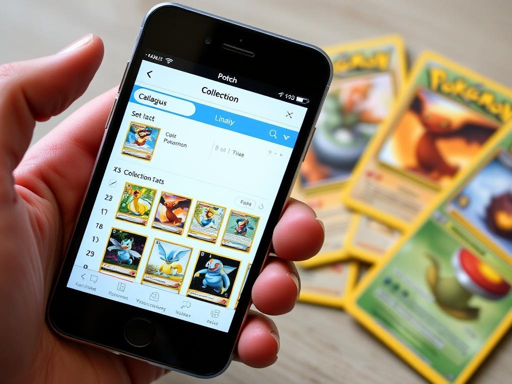 Digitale Katalogisierungs-App für Pokémon Karten auf einem Smartphone