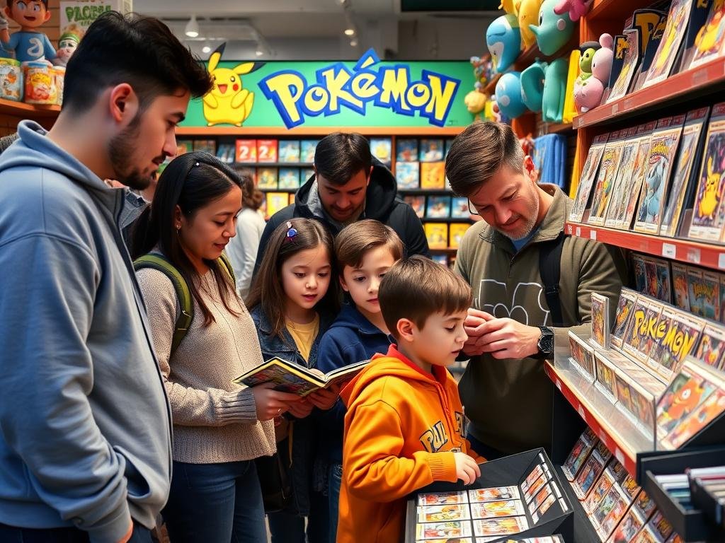 Diverse Kundengruppen beim Pokémon-Kauf