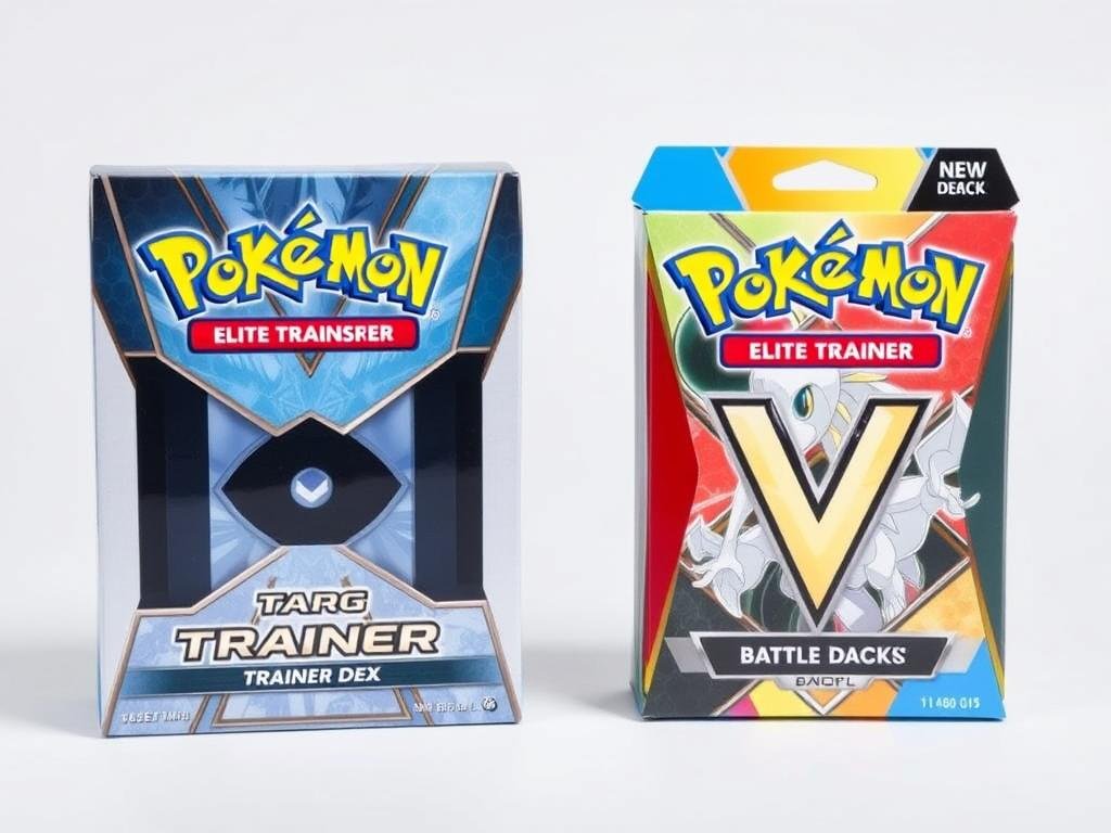 Elite Trainer Box und V-Kampfdeck nebeneinander