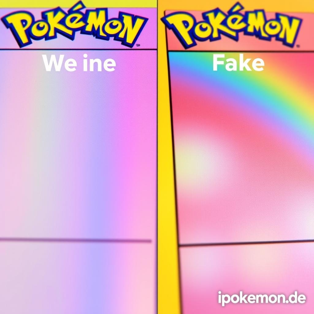 Farbvergleich zwischen echter und gefälschter Pokémon Karte