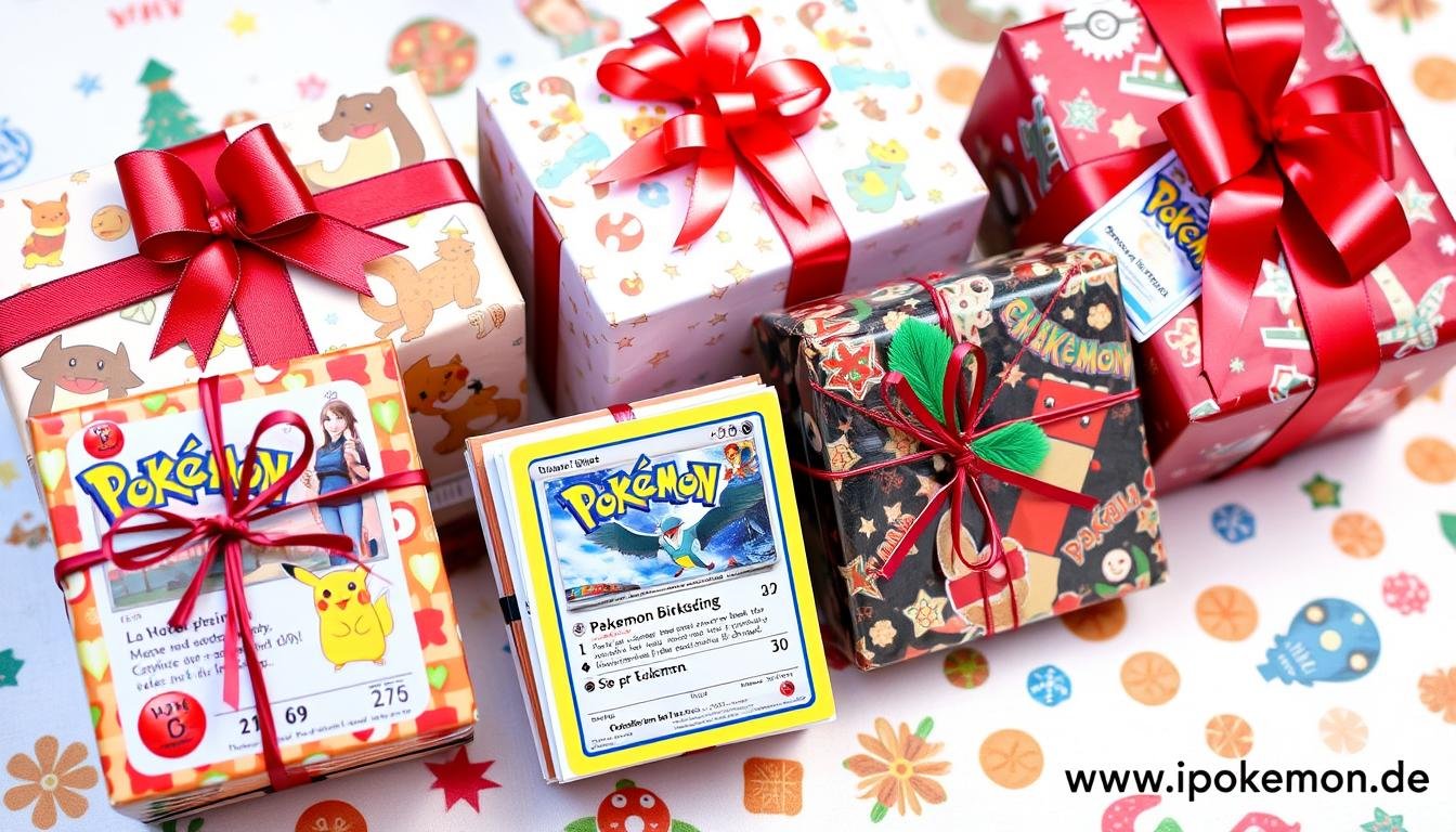 Festlich verpackte Pokémon Karten Geschenke für verschiedene Anlässe