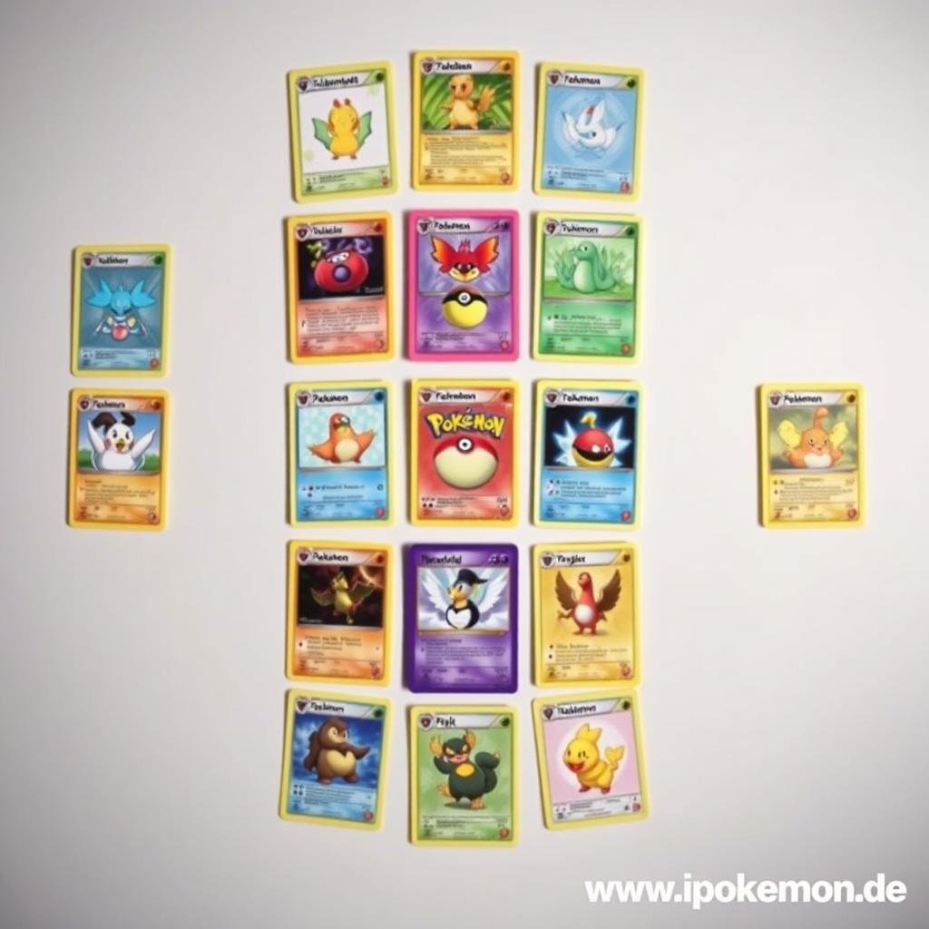 Flatlay einer Pokémon Karten Sammlung auf Instagram