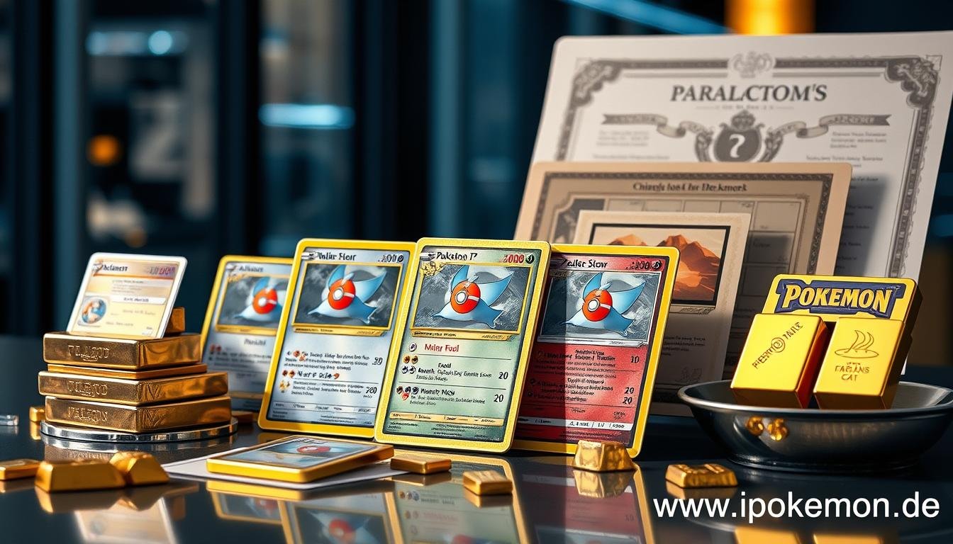 Futuristische Darstellung von Pokémon Karten als Wertanlage