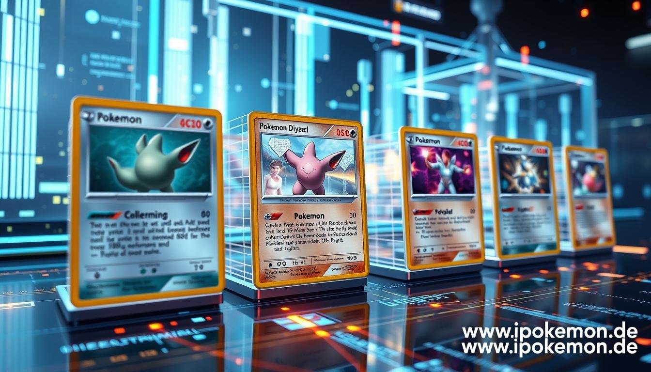 Futuristische Darstellung von Pokémon NFTs mit Blockchain-Elementen