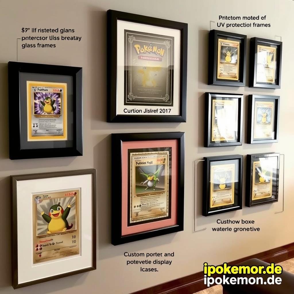 Gerahmte Pokémon Karten an der Wand