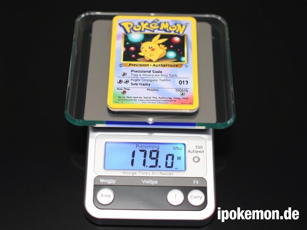 Gewichtsmessung einer Pokémon Karte zur Authentifizierung