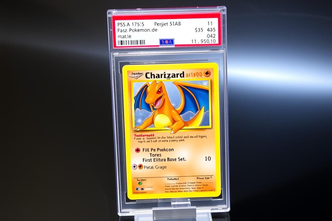 Glurak 1. Edition Base Set Pokémon Karte in PSA 10 Bewertung