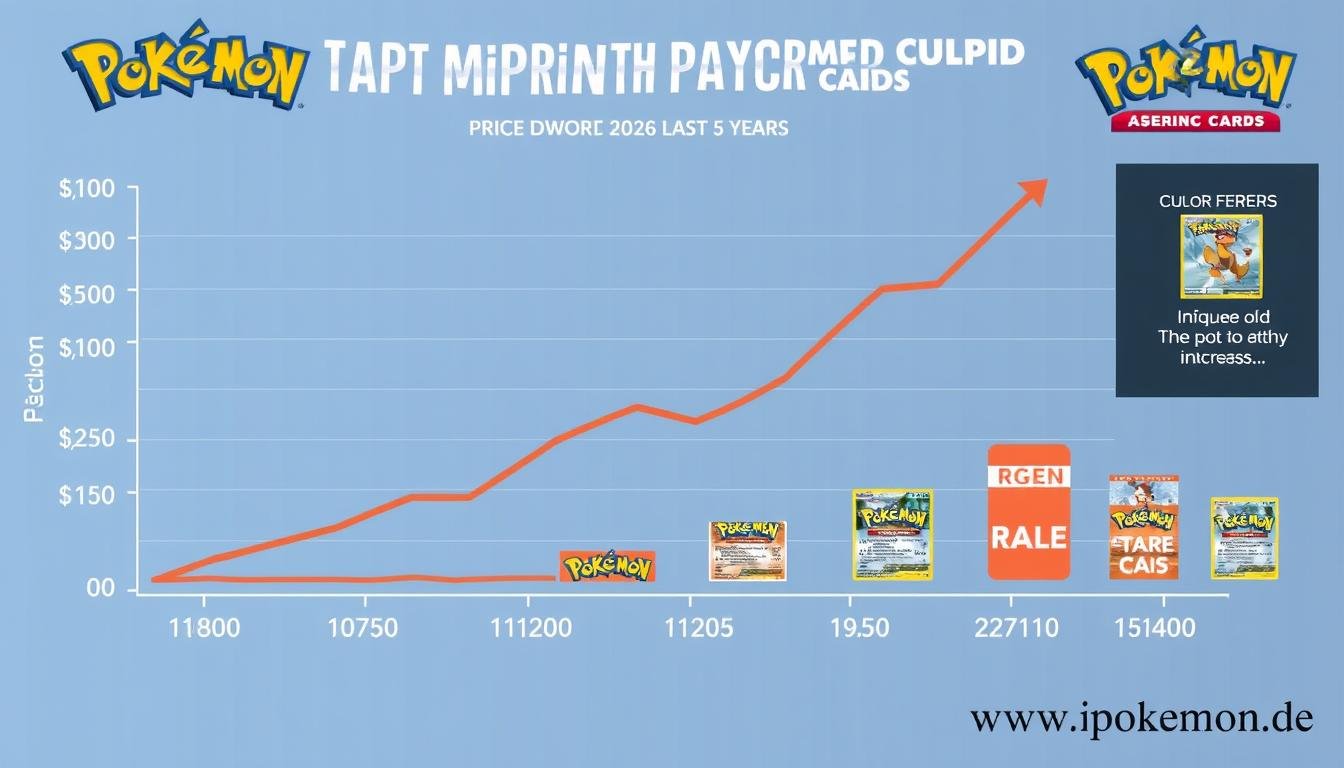 Grafik zeigt die Preisentwicklung von Pokémon Karten Fehldrucken über die letzten Jahre