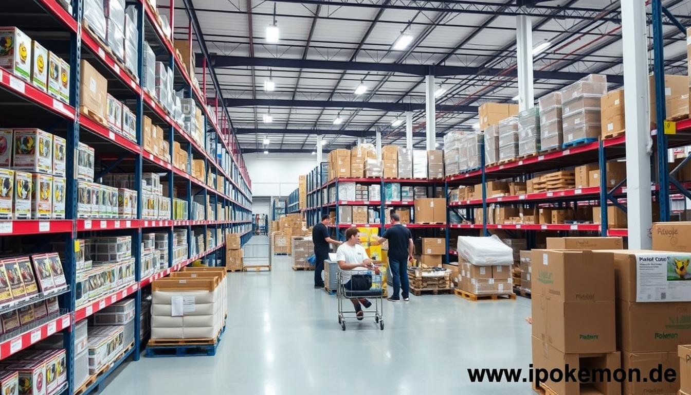 Großes Lager mit Pokémon Karten Produkten und effizienter Logistik