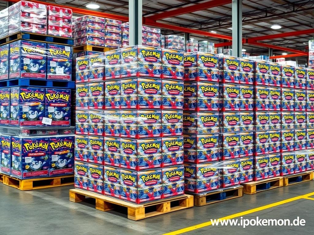 Großhandelspalette mit Pokémon Karten Displays bereit zum Versand