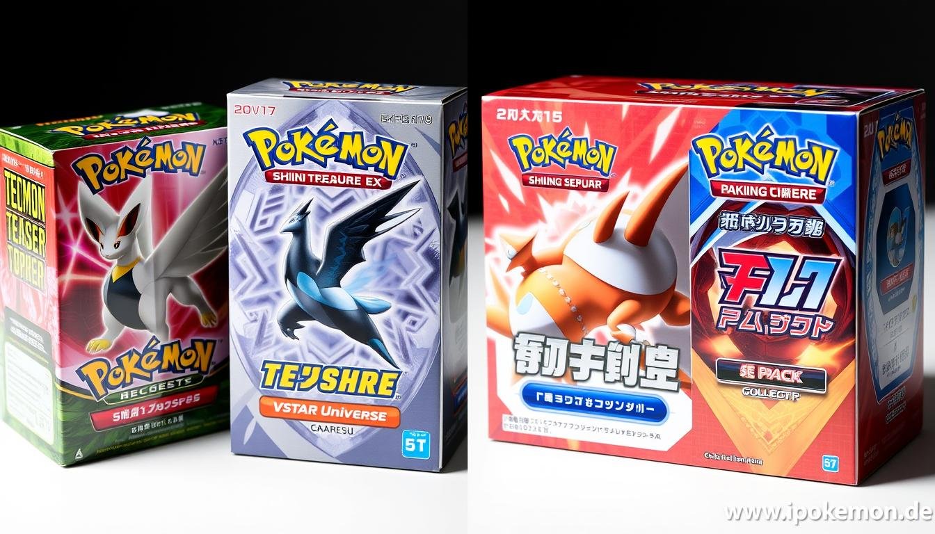 Japanische und chinesische Pokémon Karten Boxen im Vergleich