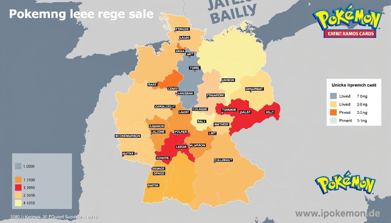 Karte von Deutschland mit regionalen Verkaufstrends für Pokémon Karten