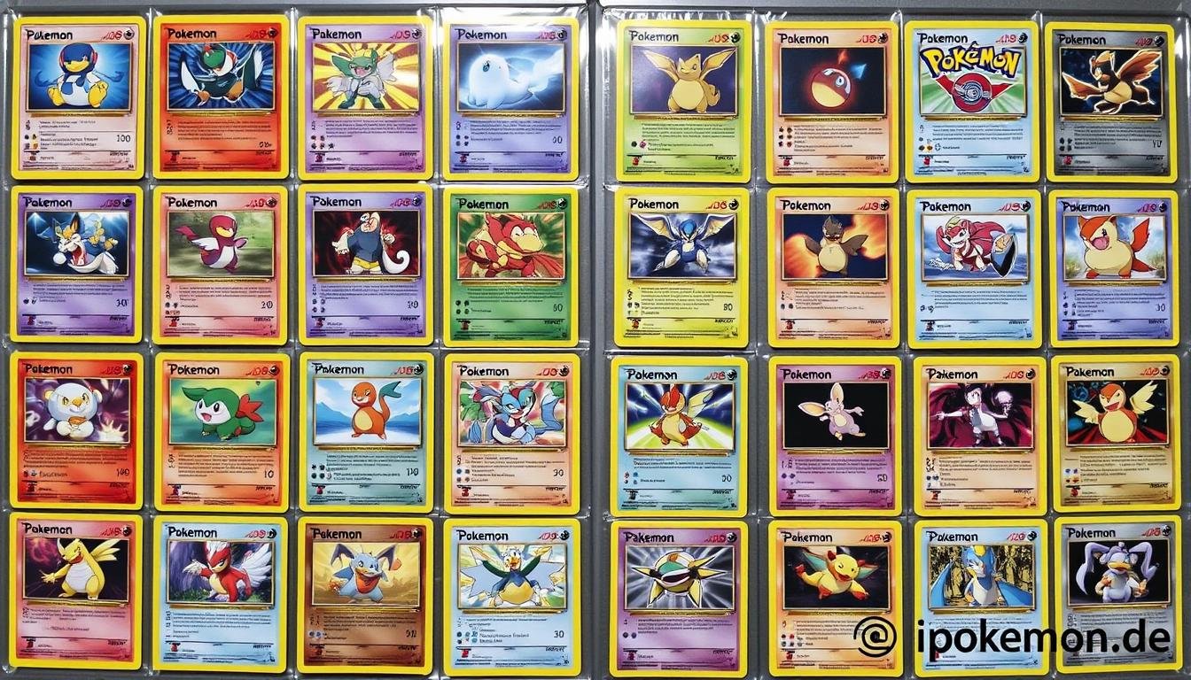 Komplettes Set von Erstausgaben des Pokémon Basis-Sets