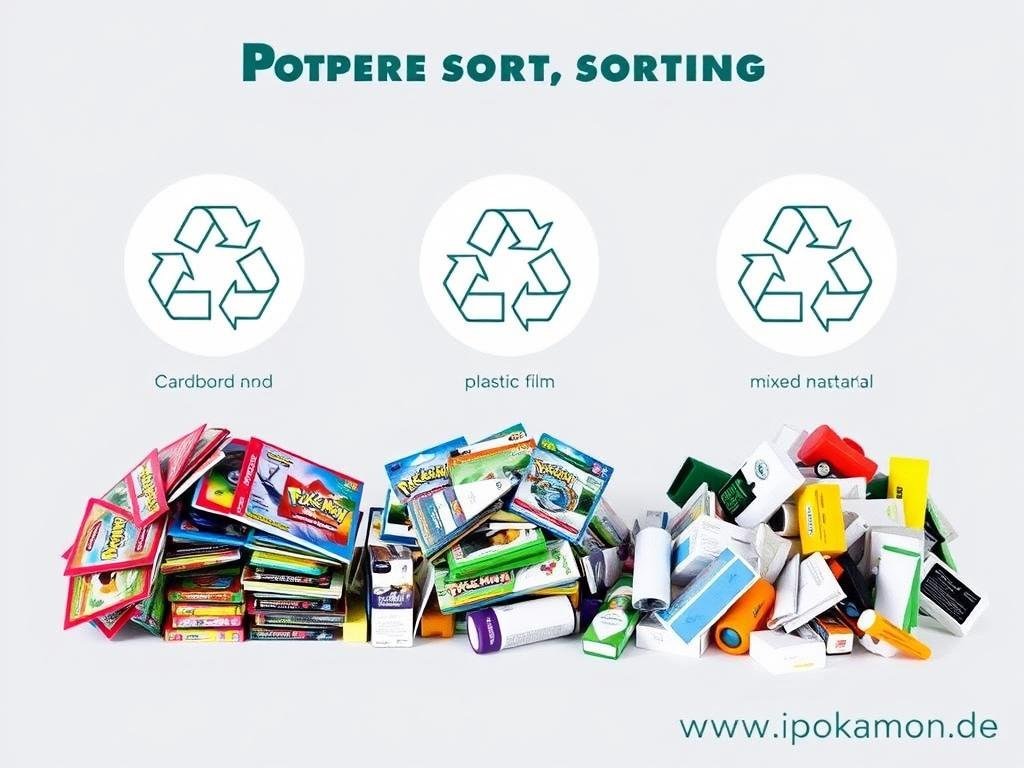 Korrekte Trennung von Pokémon Karten-Verpackungsmaterialien