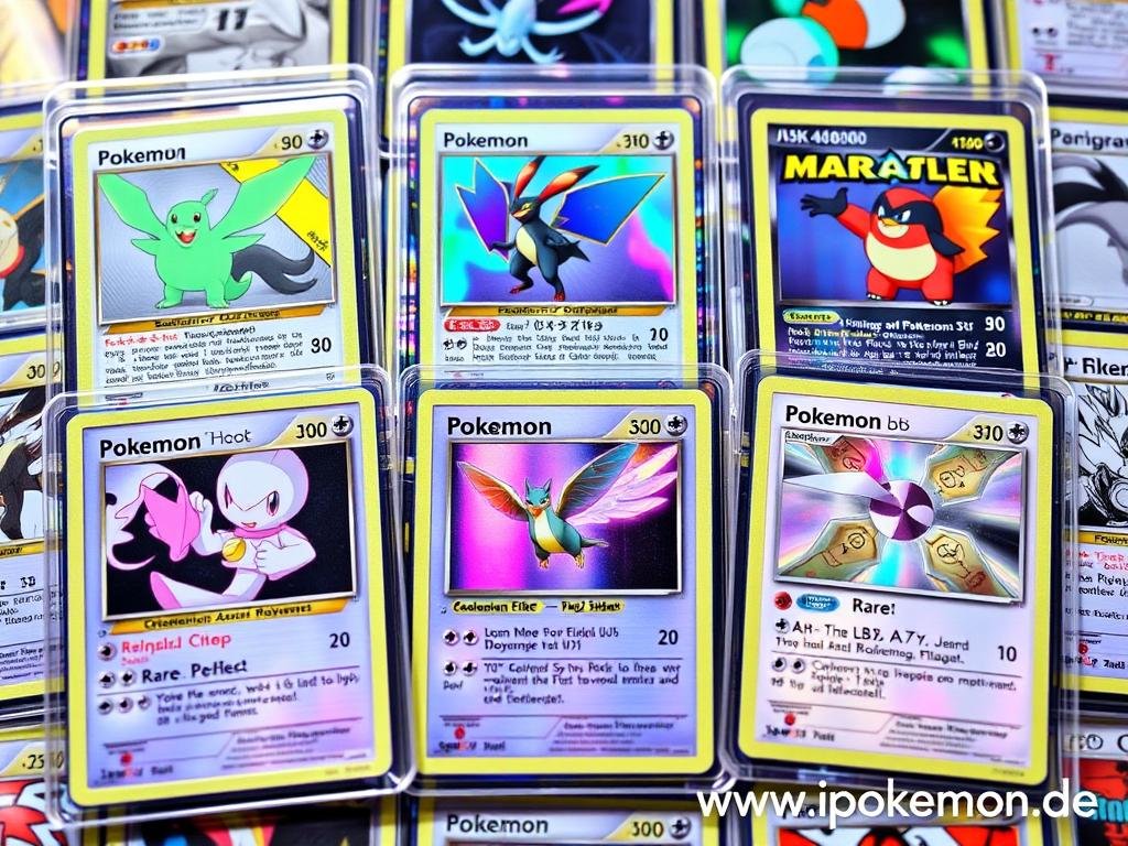 Moderne Pokémon Karten mit speziellen Effekten wie Holo, Full Art und Rainbow Rare