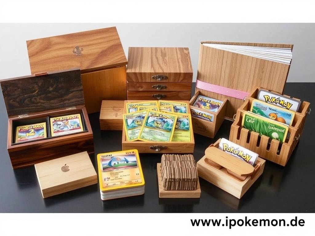 Nachhaltige Aufbewahrungsboxen für Pokémon Karten aus Holz und recyceltem Karton
