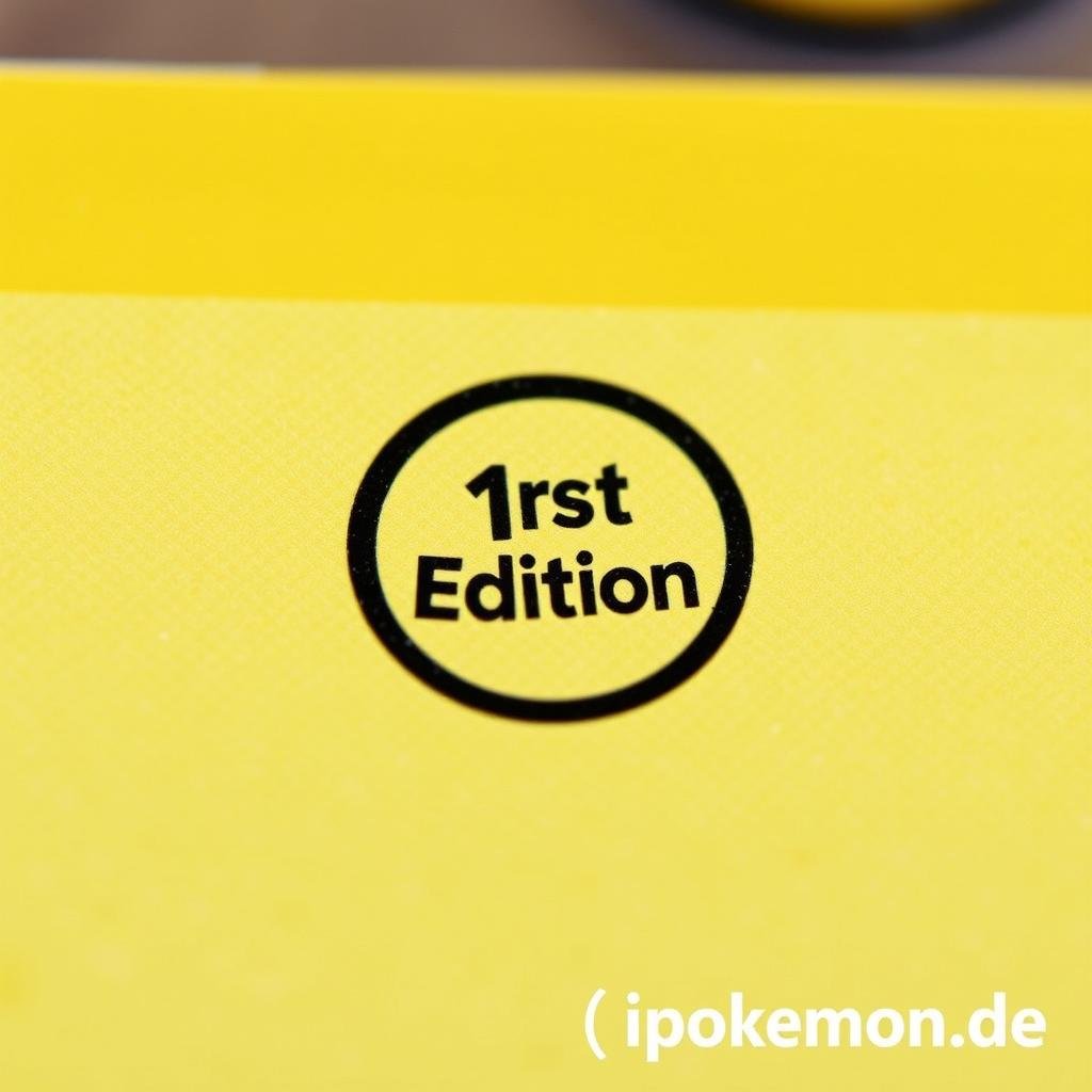Nahaufnahme des Erstausgabe-Symbols auf einer Pokémon Karte