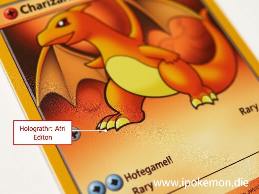 Nahaufnahme einer wertvollen Pokémon Karte mit Hervorhebung der Erkennungsmerkmale