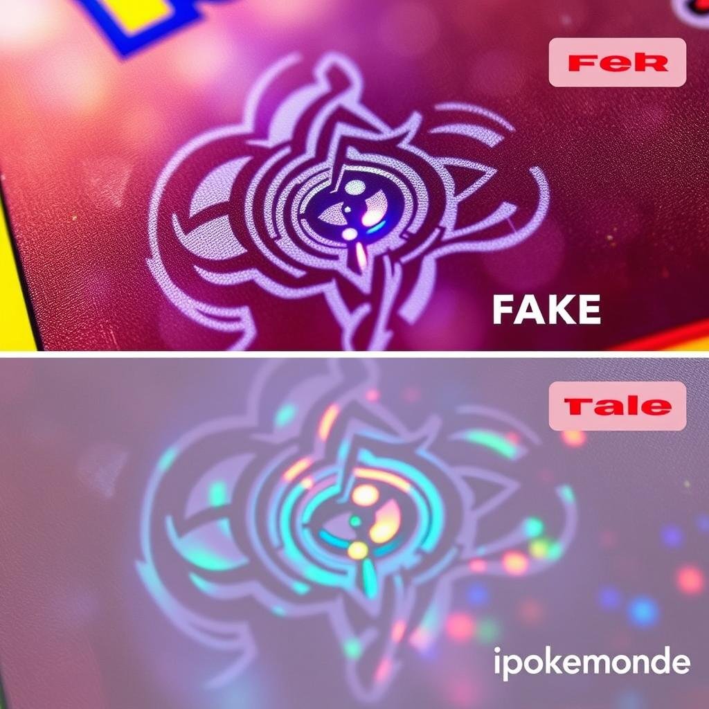 Nahaufnahme eines echten Pokémon Karten Hologramms