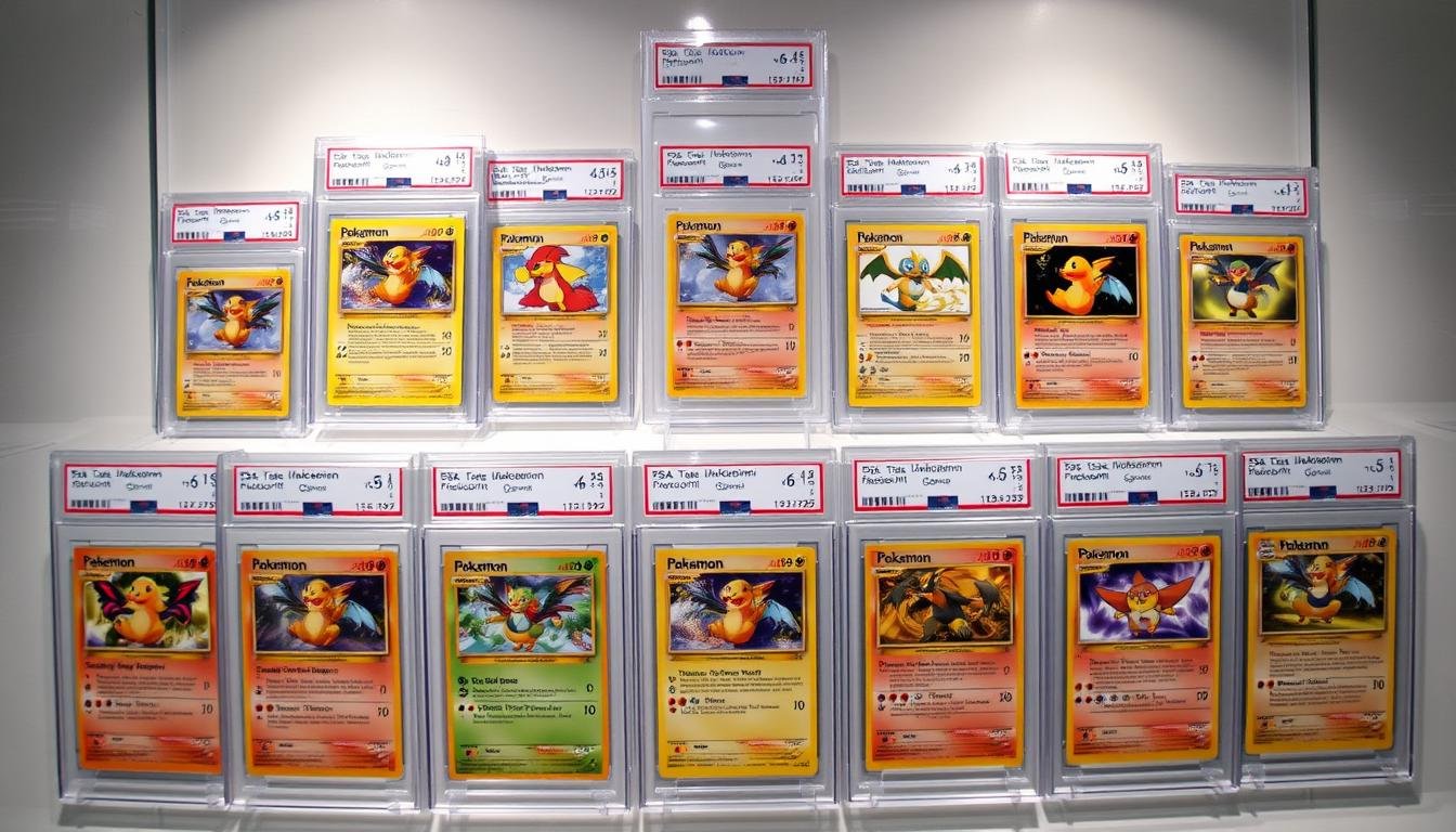 PSA gegradete Pokémon Karten in Schutzhüllen PSA gegradete Pokémon Karten in Schutzhüllen