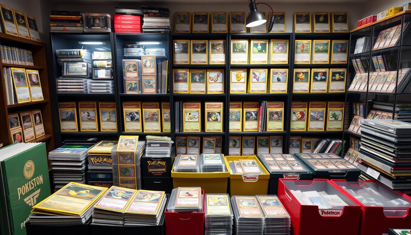 Perfekt sortierte Pokémon Kartensammlung mit verschiedenen Editionen