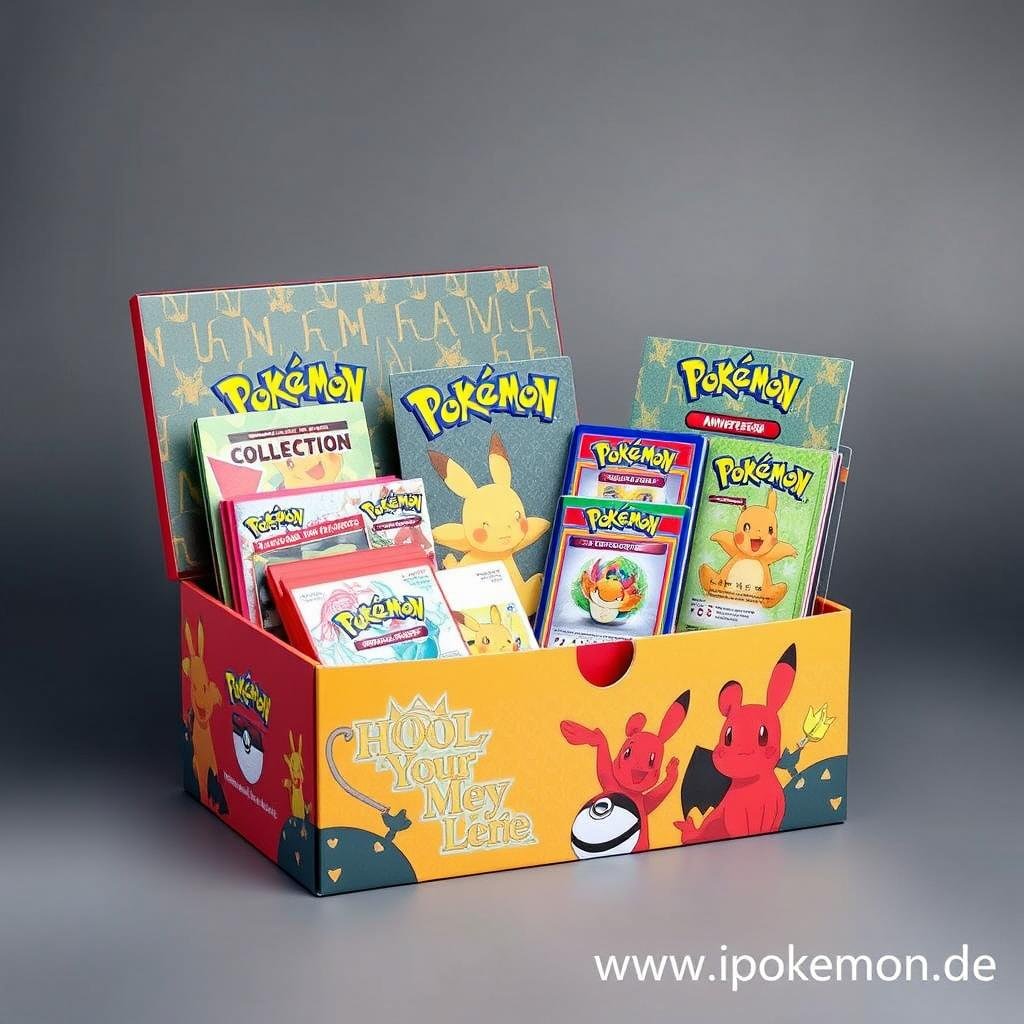 Pokémon Jubiläumsbox mit speziellen Karten und Sammlerstücken