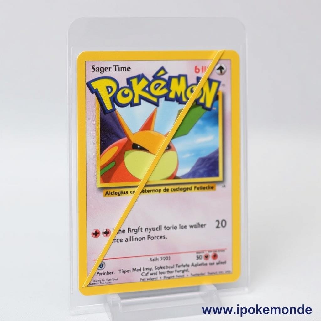 Pokémon Karte mit Fehlschnitt, bei der das Artwork falsch zentriert ist