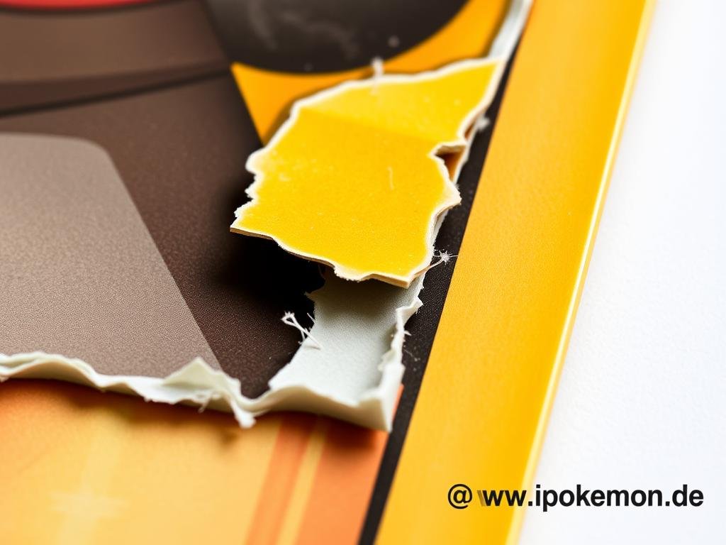Pokémon Karte mit deutlichem Fehlschnitt, bei dem der Rand ungleichmäßig ist