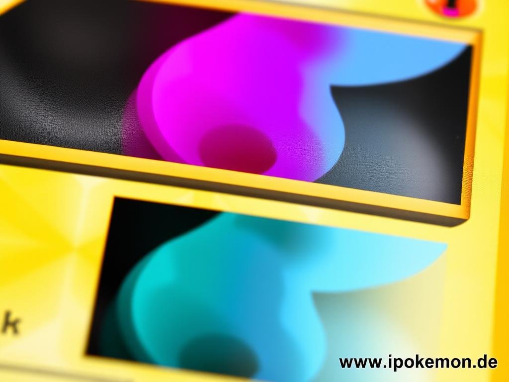 Pokémon Karte mit deutlicher Farbverschiebung, bei der die Farben nicht richtig ausgerichtet sind