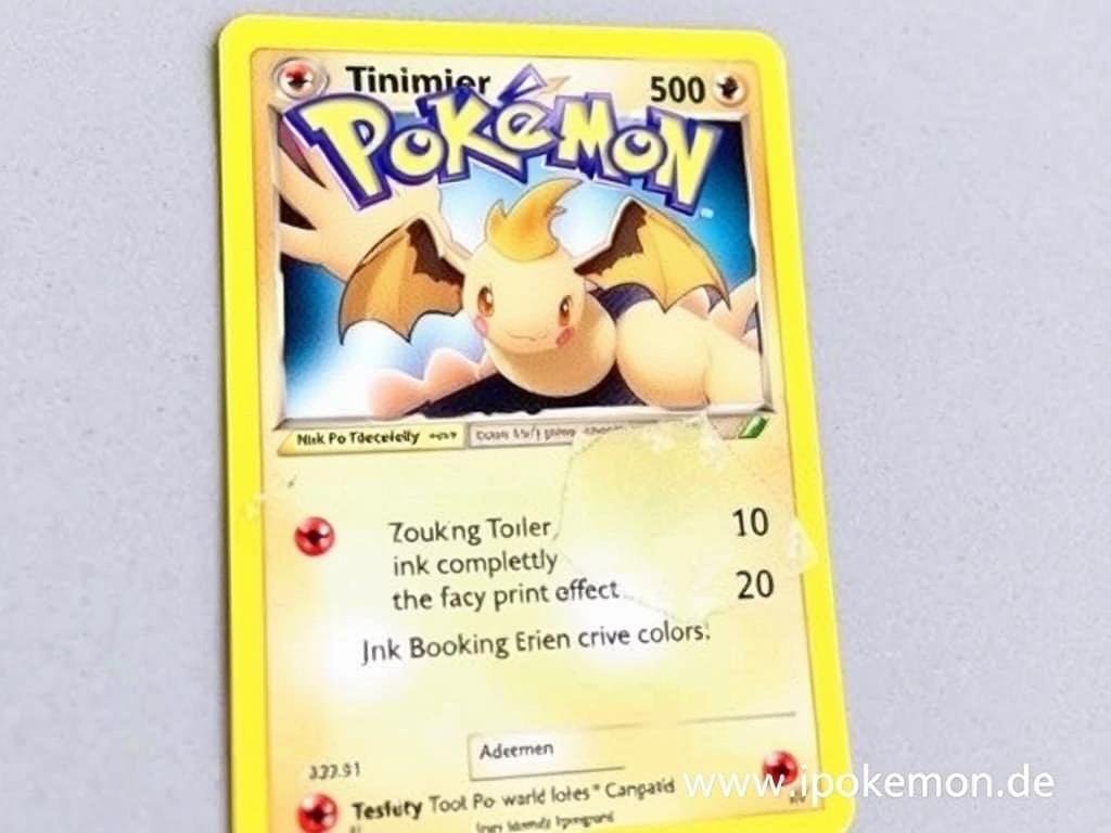 Pokémon Karte mit fehlendem Farbdruck in bestimmten Bereichen