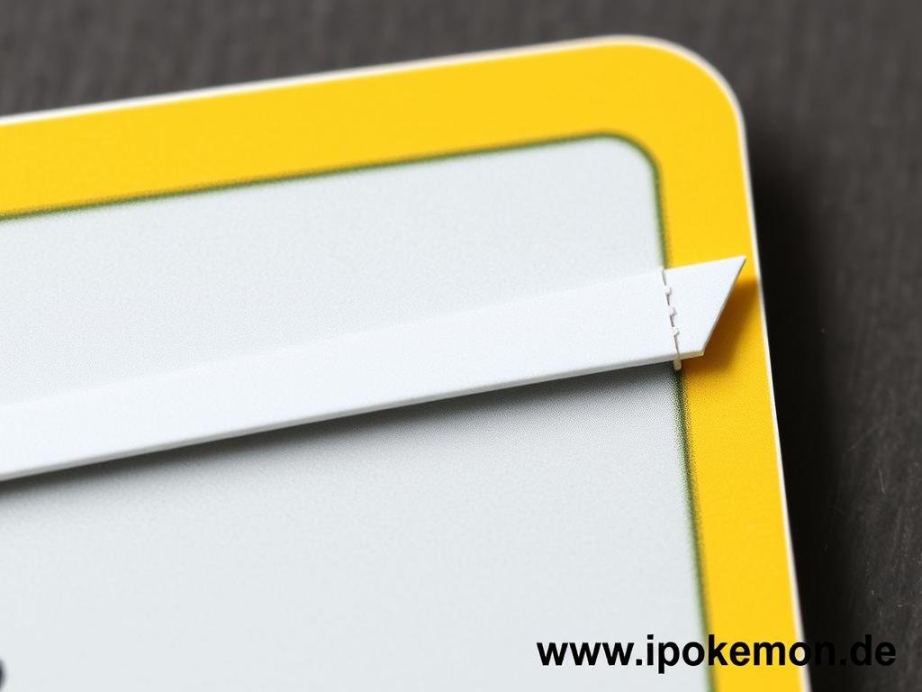 Pokémon Karte mit typischer Crimp-Falte am oberen Rand