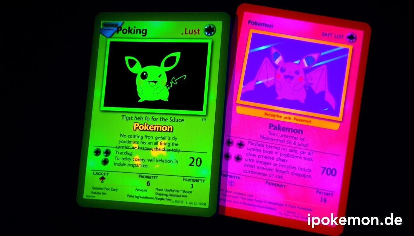 Pokémon Karte unter Schwarzlicht zur Authentifizierung