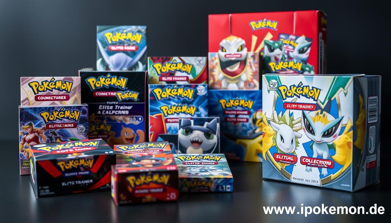 Pokémon Karten Großhandel Sortiment mit verschiedenen Booster Displays und Boxen