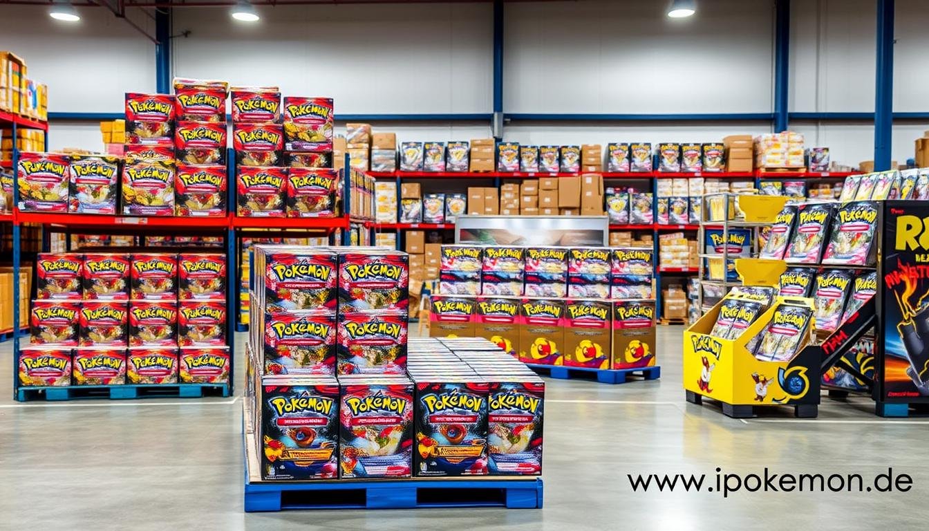Pokémon Karten Großhandel Sortiment mit verschiedenen Booster Displays und Boxen