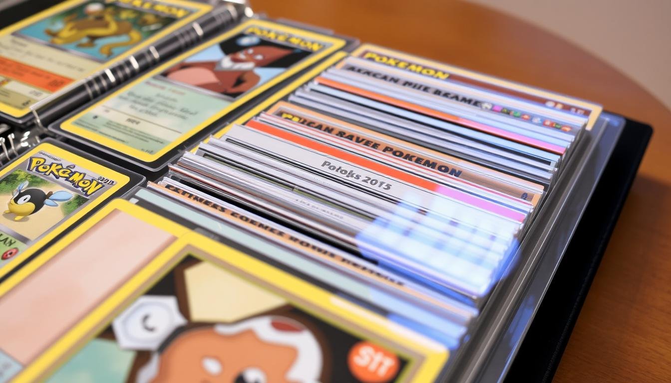 Pokémon Karten nach Setnummern sortiert in einem Sammelalbum