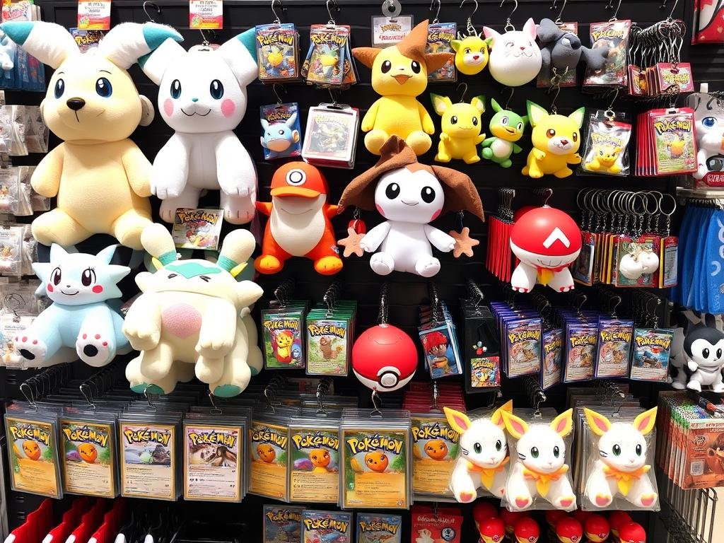 Pokémon Merchandise Sortiment mit Plüschtieren und Zubehör
