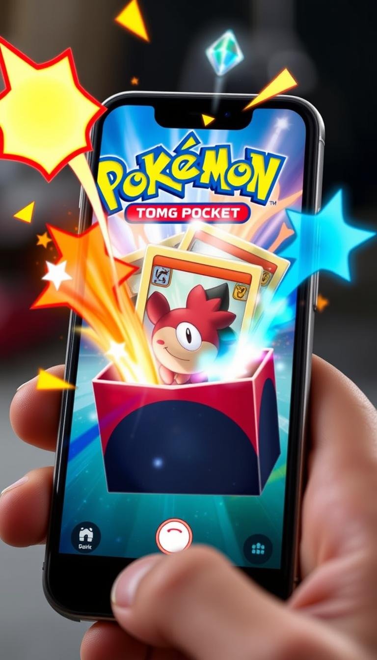 Pokémon TCG Pocket App zeigt das Öffnen eines digitalen Booster Packs