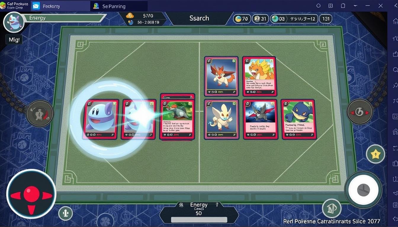 Pokémon Trading Card Game Online Interface mit digitalen Karten